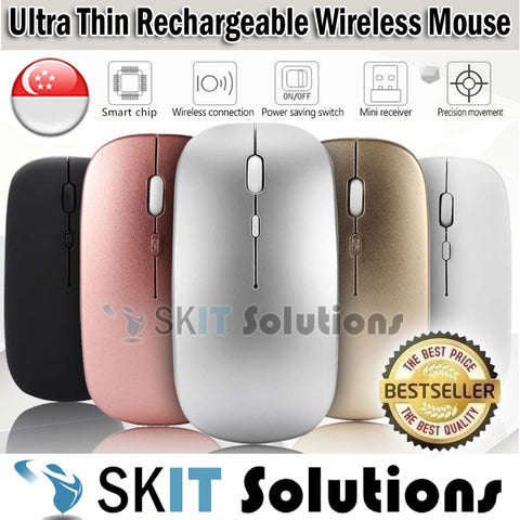 ★Rechargeable Ultra Slim 2.4Ghz Wireless Optical Mouse★Ergonomic Portable Computer PC Desktop USB★