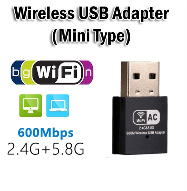 Mini Wireless WiFi USB Adapter 600Mbps AC Dual Band AC600 Wi-Fi 2.4GHz 5.8GHz