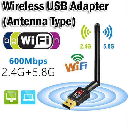 Antenna Wireless WiFi USB Adapter 600Mbps AC Dual Band AC600 Wi-Fi 2.4GHz 5.8GHz 