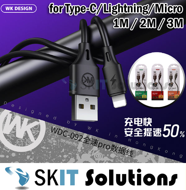 WK WDC-092 Full Speed Pro USB Cable for Type-C/Lightning/Micro 1M/2M/3M