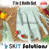 7pcs Wheat Knife Set With Cutting Board Non-Stick Stainless Steel Kitchen Cooking Knives Scissor
