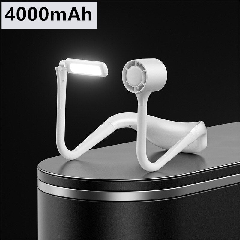 4000mAh Hanging Neck Fan with Light USB Rechargeable Bladeless Adjustable Handfree Outdoor Cooling