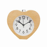 Wooden Heart Alarm Clock Silent Night Light No Ticking Backlight Snooze Clocks