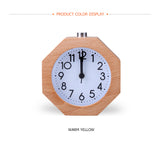 Wooden Octagon  Alarm Clock Silent Night Light No Ticking Backlight Snooze Clocks
