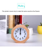 Wooden Octagon  Alarm Clock Silent Night Light No Ticking Backlight Snooze Clocks