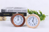 Wooden Round Alarm Clock Silent Night Light No Ticking Backlight Snooze Circular