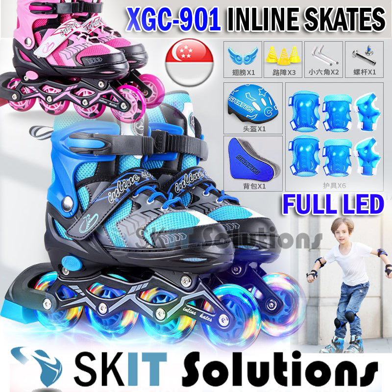 XGC-901 Inline Roller Skates Blade Bundle Scooter Skating Adjustable 4 Sizes Beginner Kids Adults