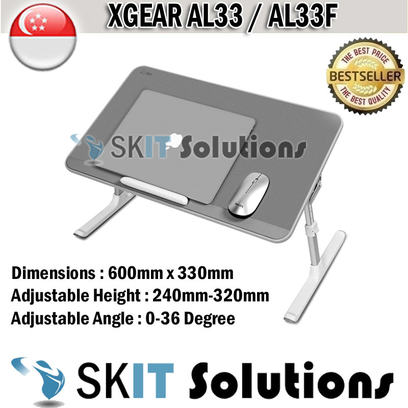 Xgear AL33F AL33 Foldable Portable Laptop Desk Table Adjustable Tray Bed Monitor Stand Holder