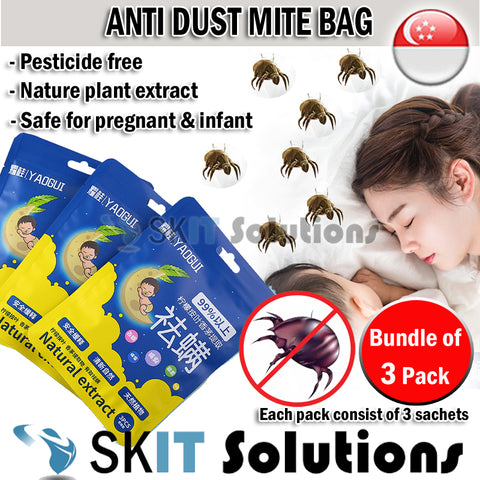3 Packs (9pcs) Natural Anti Dust Mite Bag Killer Eliminator Bug Removal Bed Sofa Wardrobe Pillow