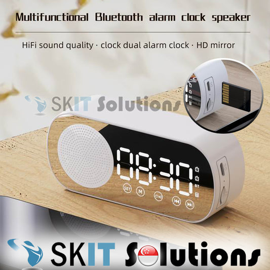 Z7 Alarm Clock Bluetooth Digital Stereo Speaker LED Display Multifunction Mirror FM Radio Dual Use