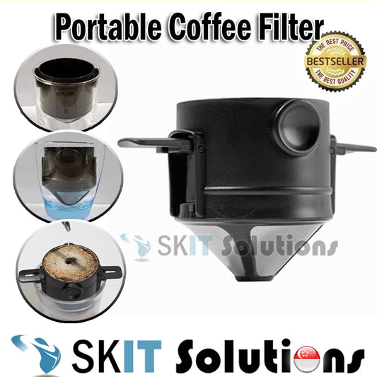 Coffee Filter Telescopic Drip Cup Stainless Steel Double-layer Foldable Portable Paperless Reusable