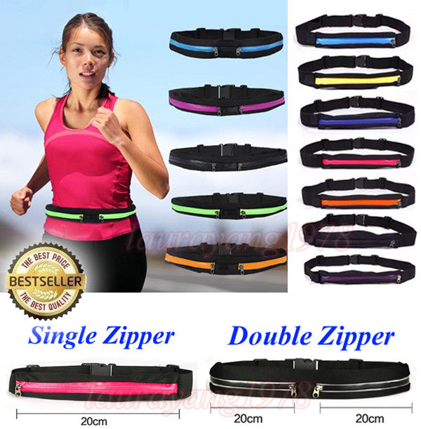 Sports Multi Purpose Waist Pouch with Single Double Zipper Pocket